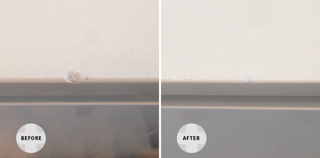 white stone repair before and after